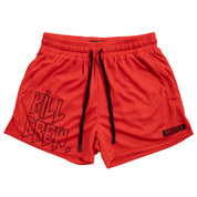 MUAY THAI SHORTS (MID THIGH CUT) v1 -  RED