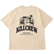 RELAXED FIT NATURAL COTTON BOXING DEPARTMENT T-SHIRT - CREAM / BLACK
