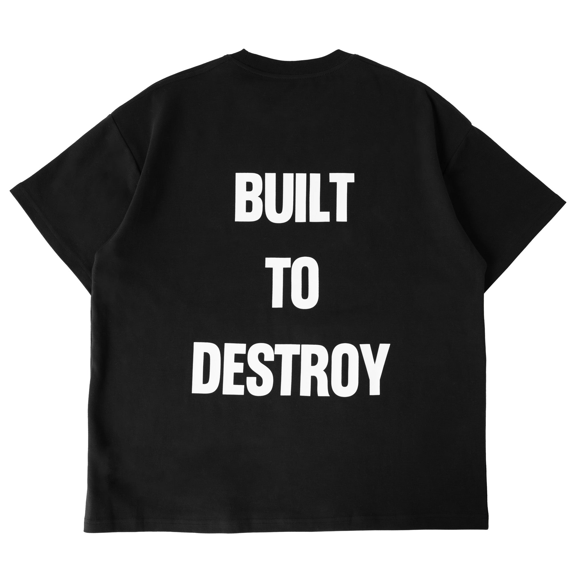 RELAXED FIT NATURAL COTTON "BUILT TO DESTROY" T-SHIRT - BLACK / WHITE