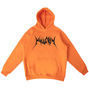OVERSIZED LUX HOODIE "BUILT TO DESTROY" HOODIE - ORANGE / BLACK