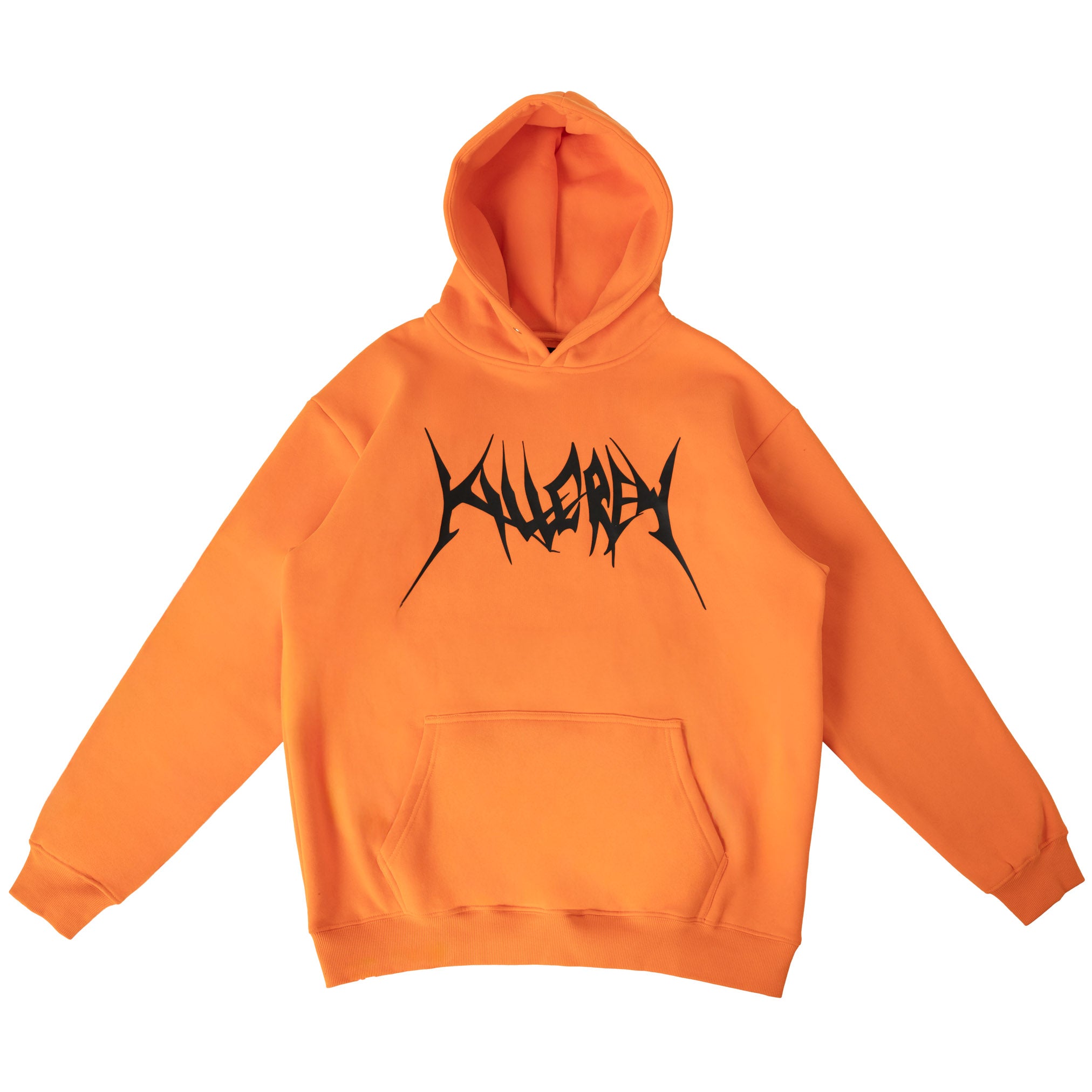 OVERSIZED LUX HOODIE "BUILT TO DESTROY" HOODIE - ORANGE / BLACK