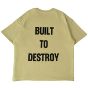 RELAXED FIT NATURAL COTTON "BUILT TO DESTROY" T-SHIRT - GREEN