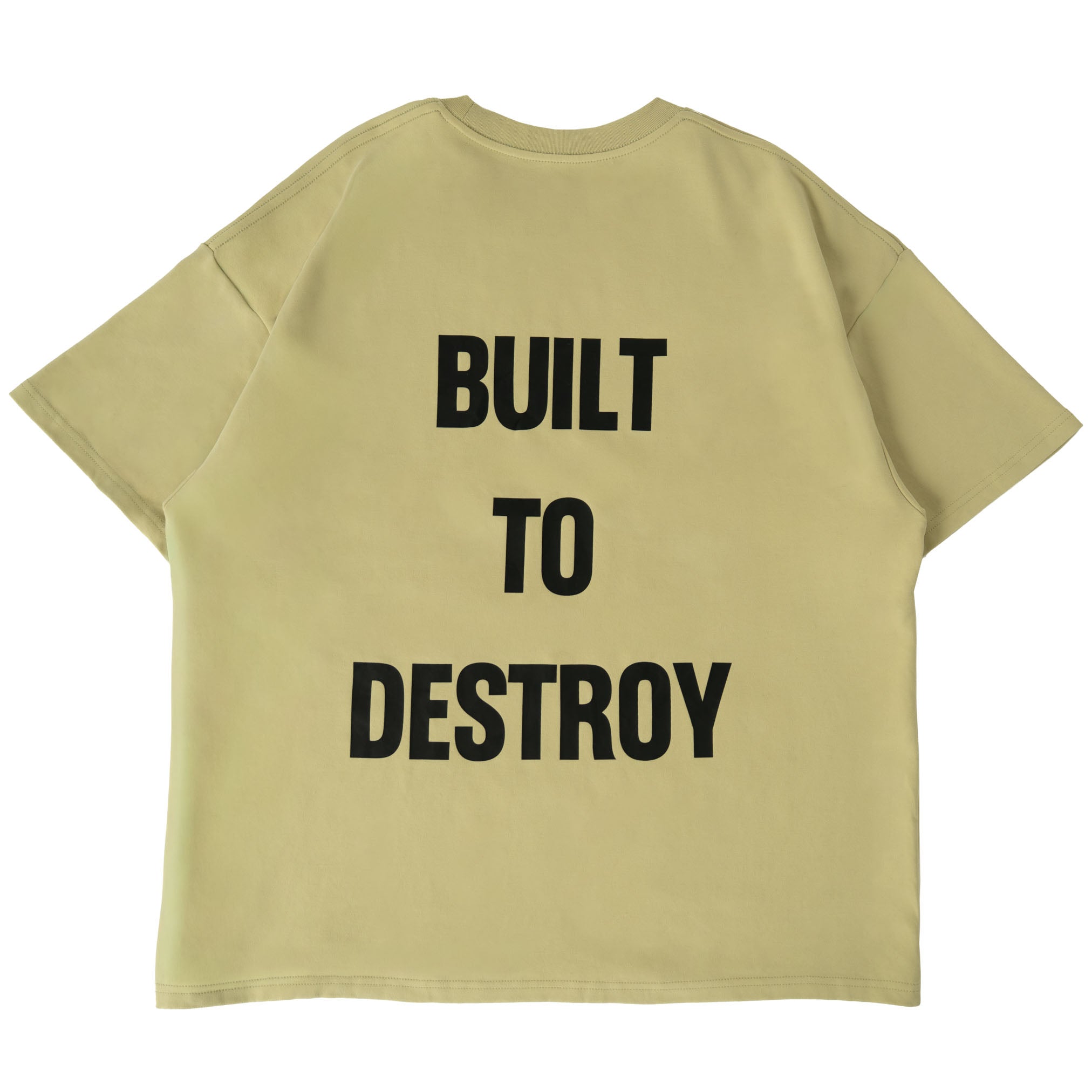 RELAXED FIT NATURAL COTTON "BUILT TO DESTROY" T-SHIRT - GREEN