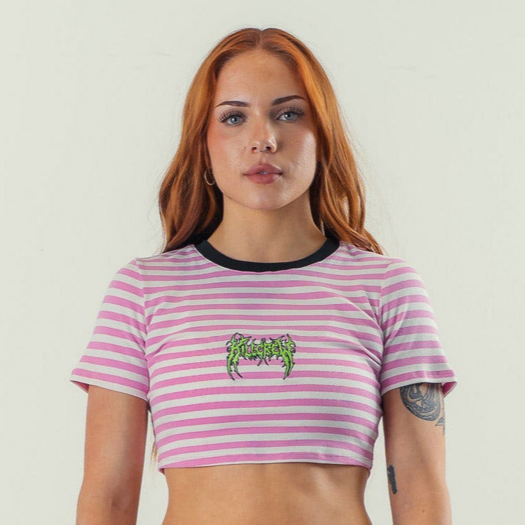 STRIPED BABY TEE - PINK / WHITE – Kill Crew