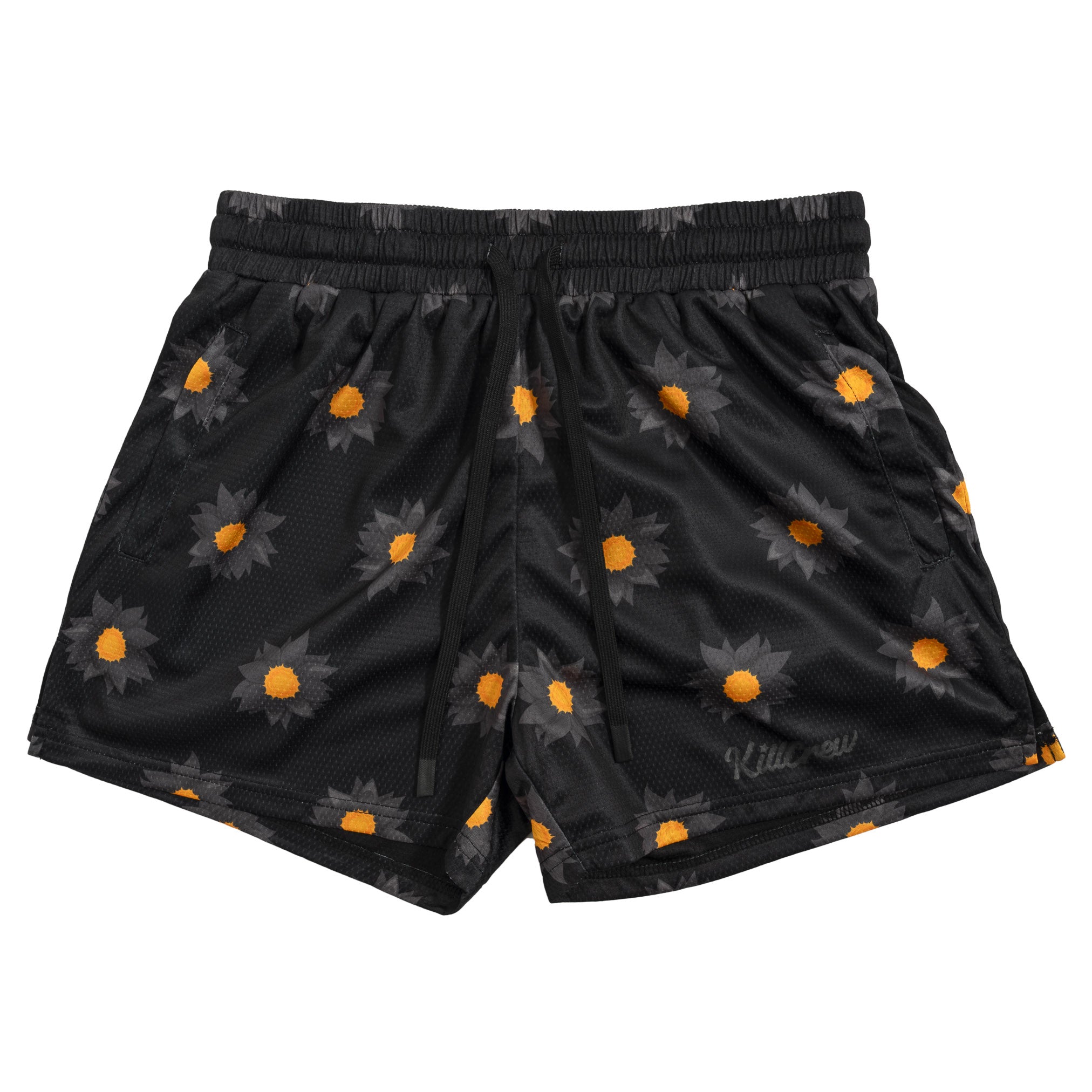 MUAY THAI SHORTS (MID THIGH CUT) SUNFLOWER - BLACKOUT