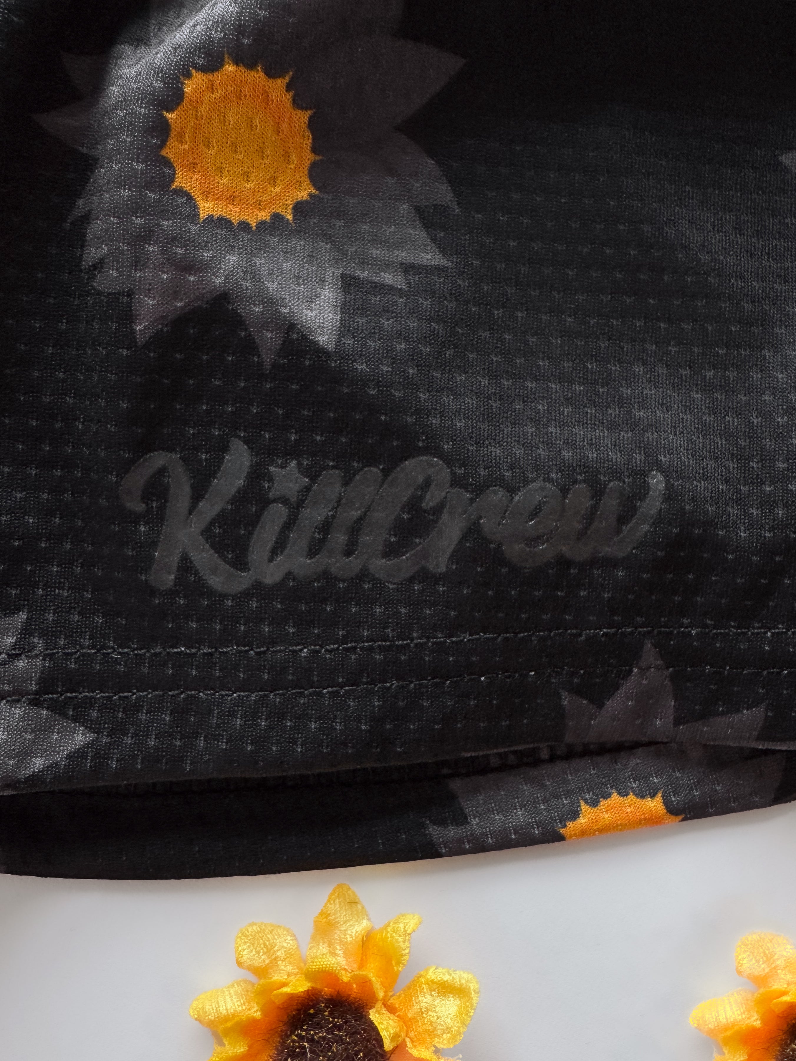 MUAY THAI SHORTS (MID THIGH CUT) SUNFLOWER - BLACKOUT