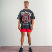 MUAY THAI SHORTS (MID THIGH CUT) v1 -  RED