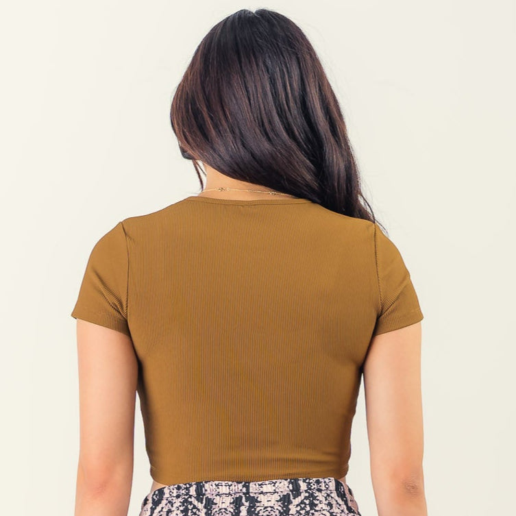 KILL CREW RIBBED BABY TEE - BROWN