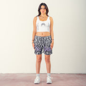 RIBBED STRETCH CROPPED TANK - WHITE / BLACK