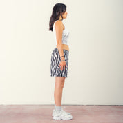 RIBBED STRETCH CROPPED TANK - WHITE / BLACK