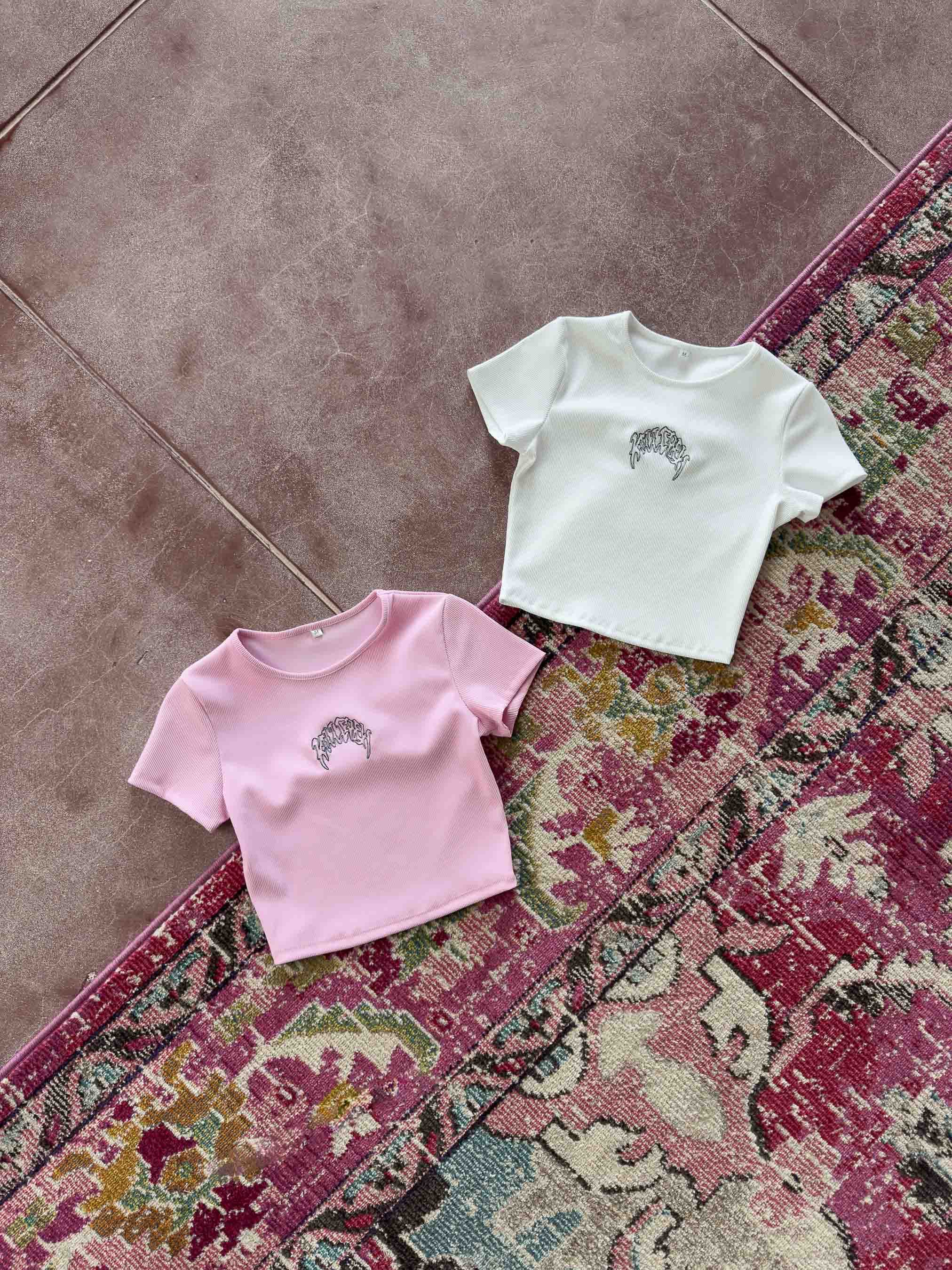 KILL CREW RIBBED BABY TEE - PINK