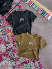 KILL CREW RIBBED BABY TEE - BROWN