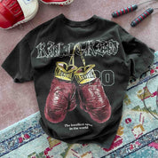 RELAXED FIT LUX "VINTAGE BOXING" T-SHIRT - BLACK
