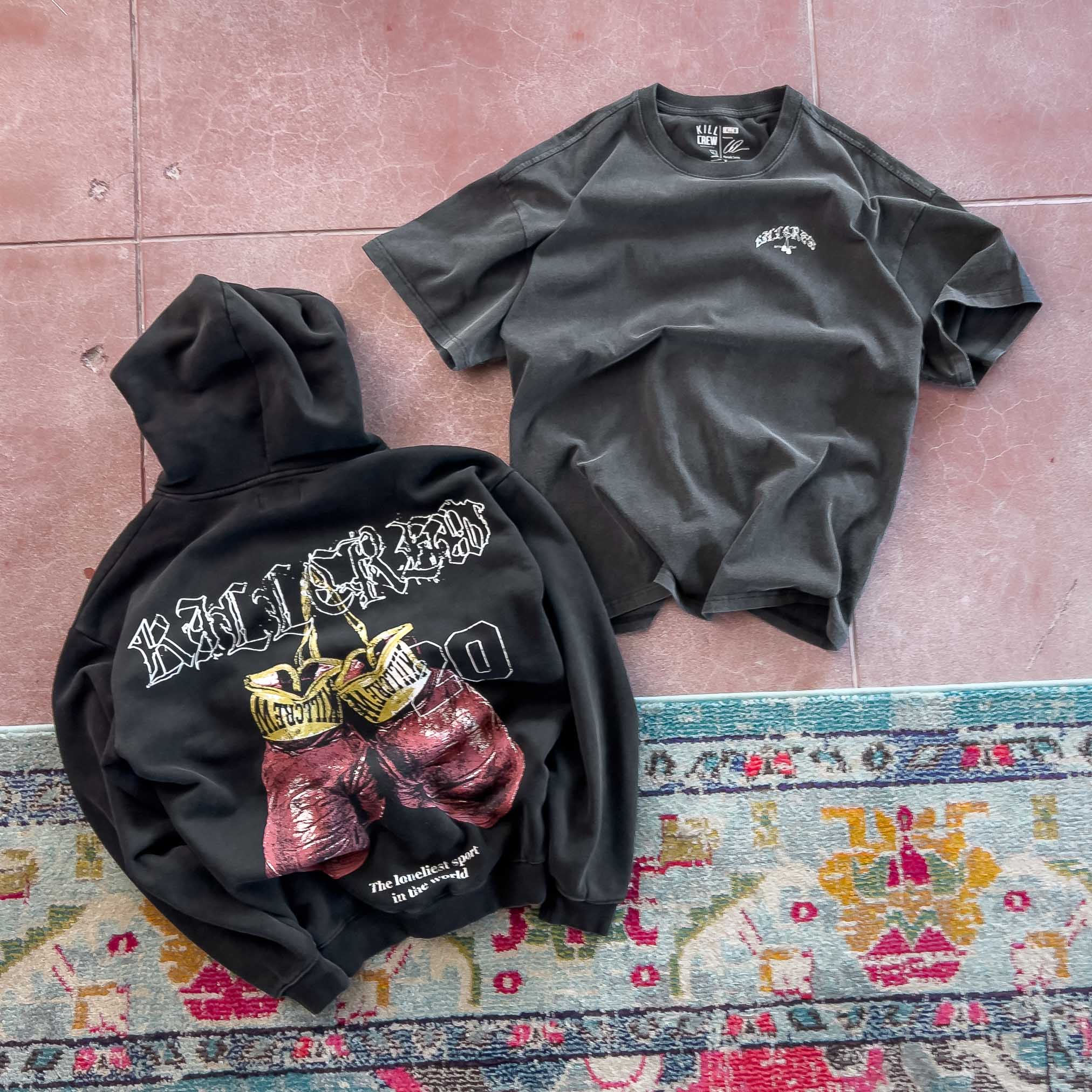 RELAXED FIT LUX "VINTAGE BOXING" T-SHIRT - BLACK