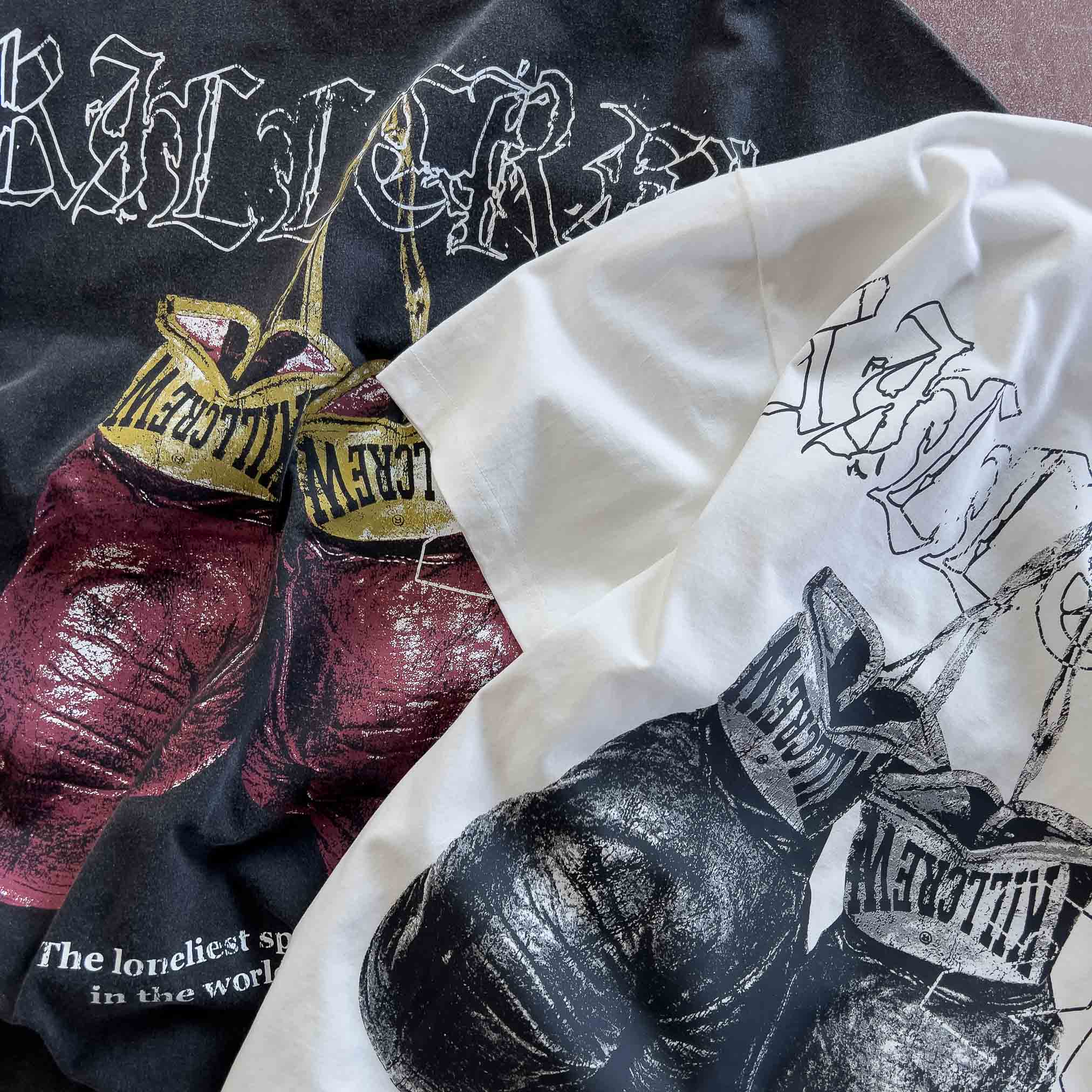 RELAXED FIT LUX "VINTAGE BOXING" T-SHIRT - BLACK