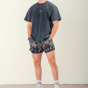 MUAY THAI SHORTS (MID THIGH CUT) WILDFIRE - BLACK