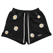 COTTON SHORTS (MID THIGH CUT) DAISY - BLACK