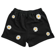COTTON SHORTS (MID THIGH CUT) DAISY - BLACK