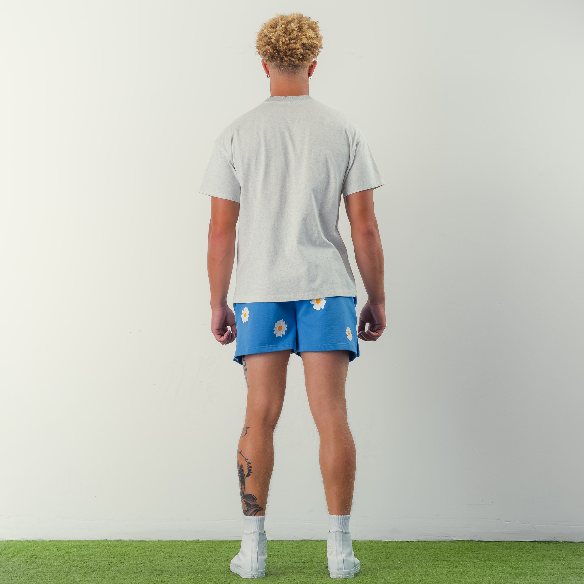 COTTON SHORTS (MID THIGH CUT) DAISY - BLUE