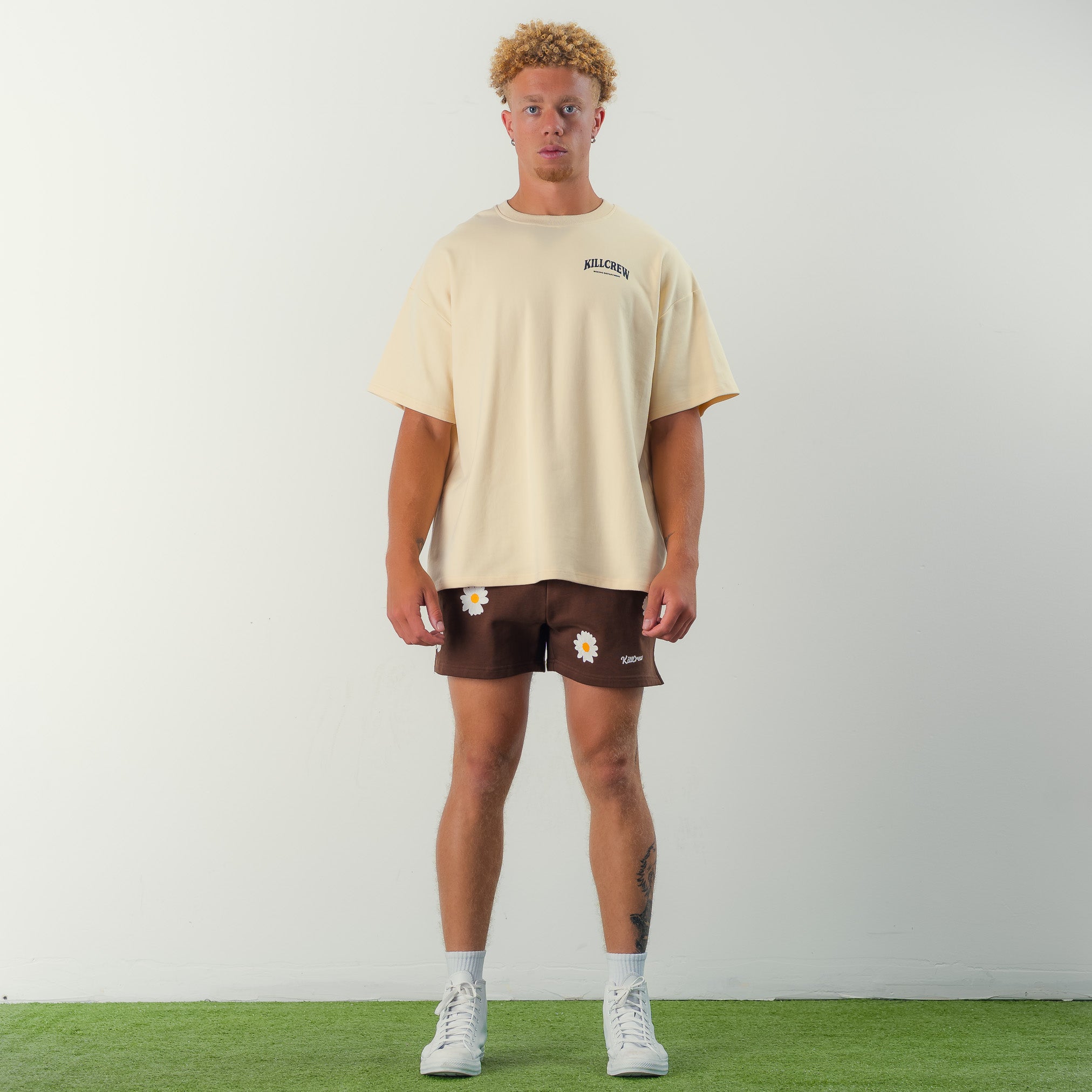 COTTON SHORTS (MID THIGH CUT) DAISY - BROWN