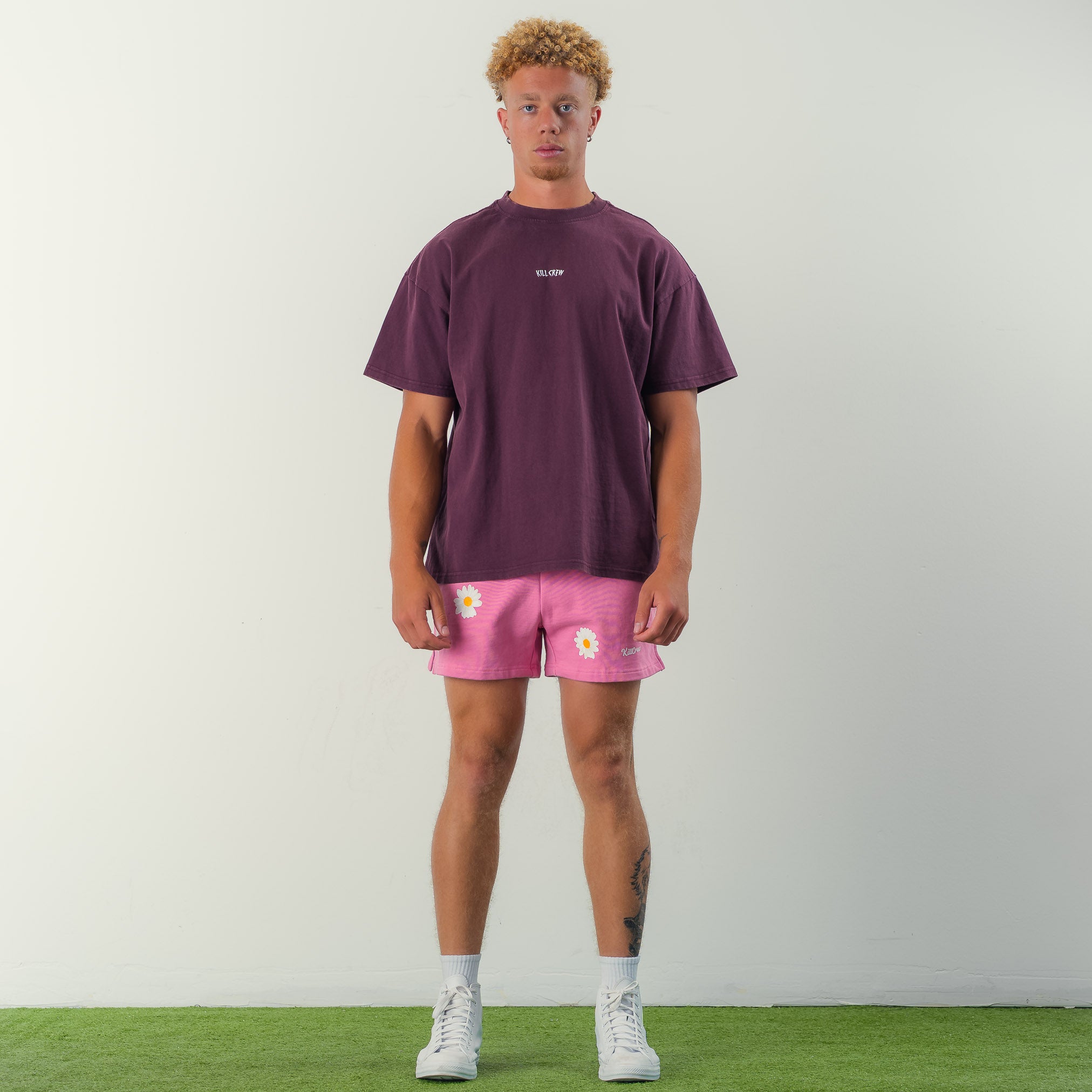 COTTON SHORTS (MID THIGH CUT) DAISY - PINK