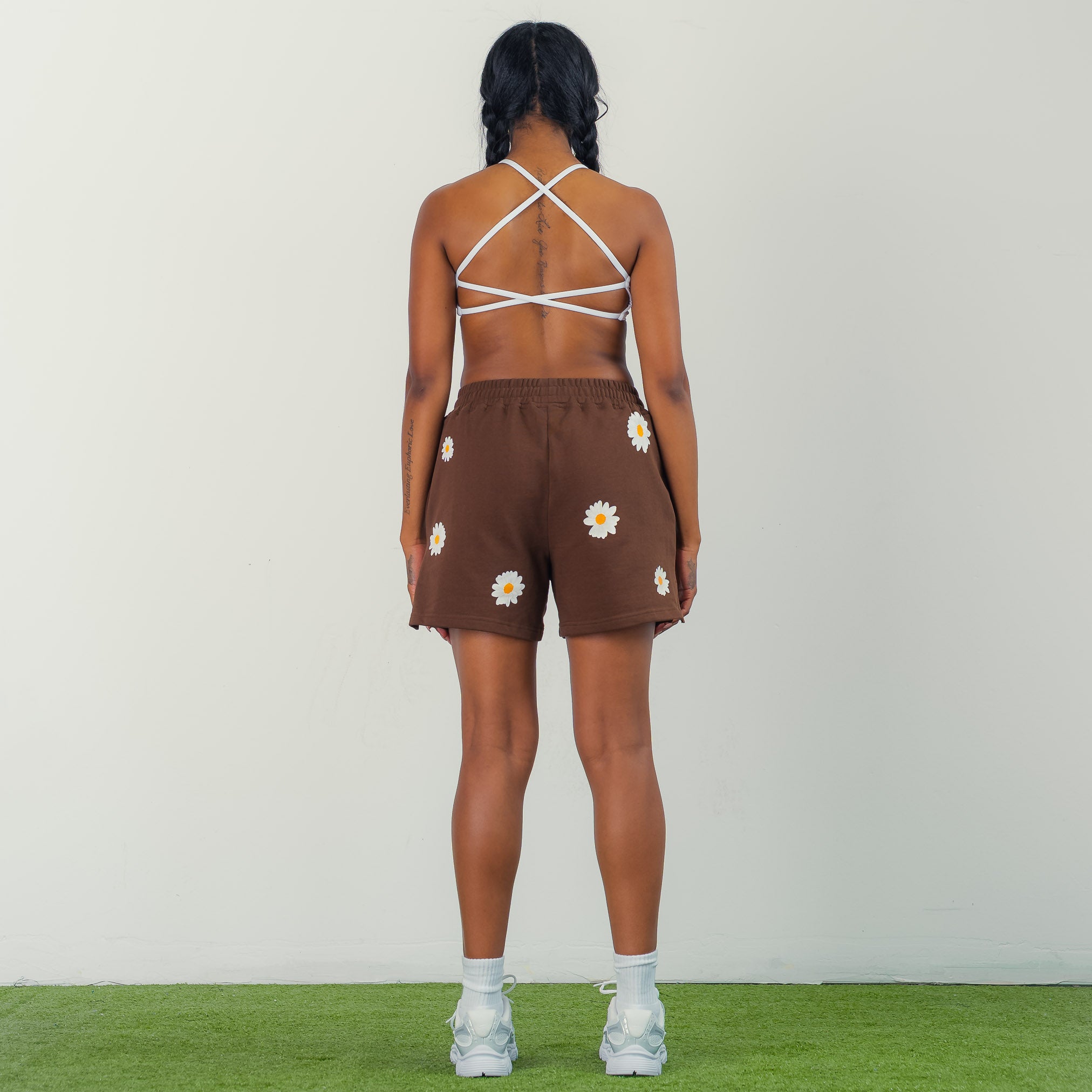 COTTON SHORTS (MID THIGH CUT) DAISY - BROWN