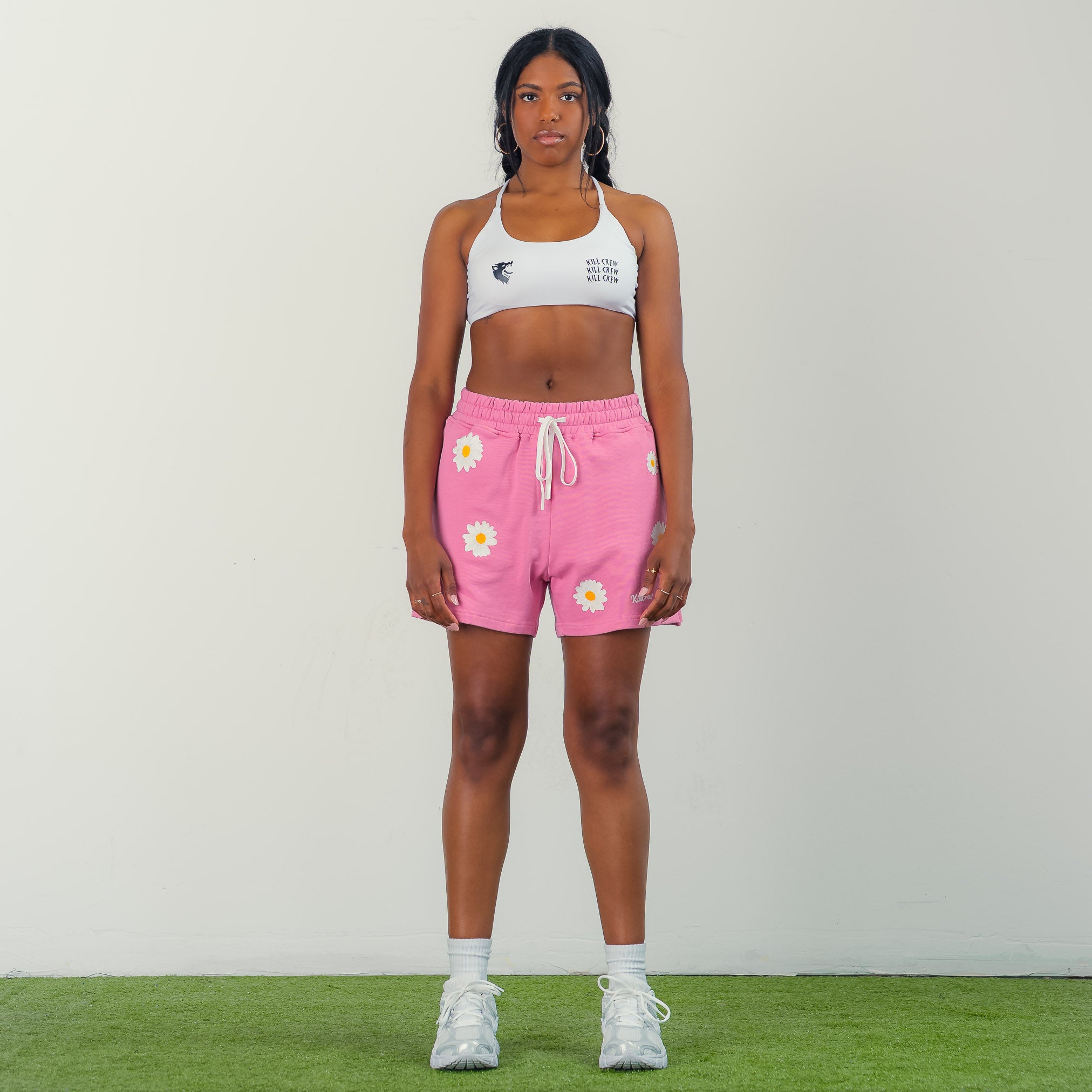 COTTON SHORTS (MID THIGH CUT) DAISY - PINK