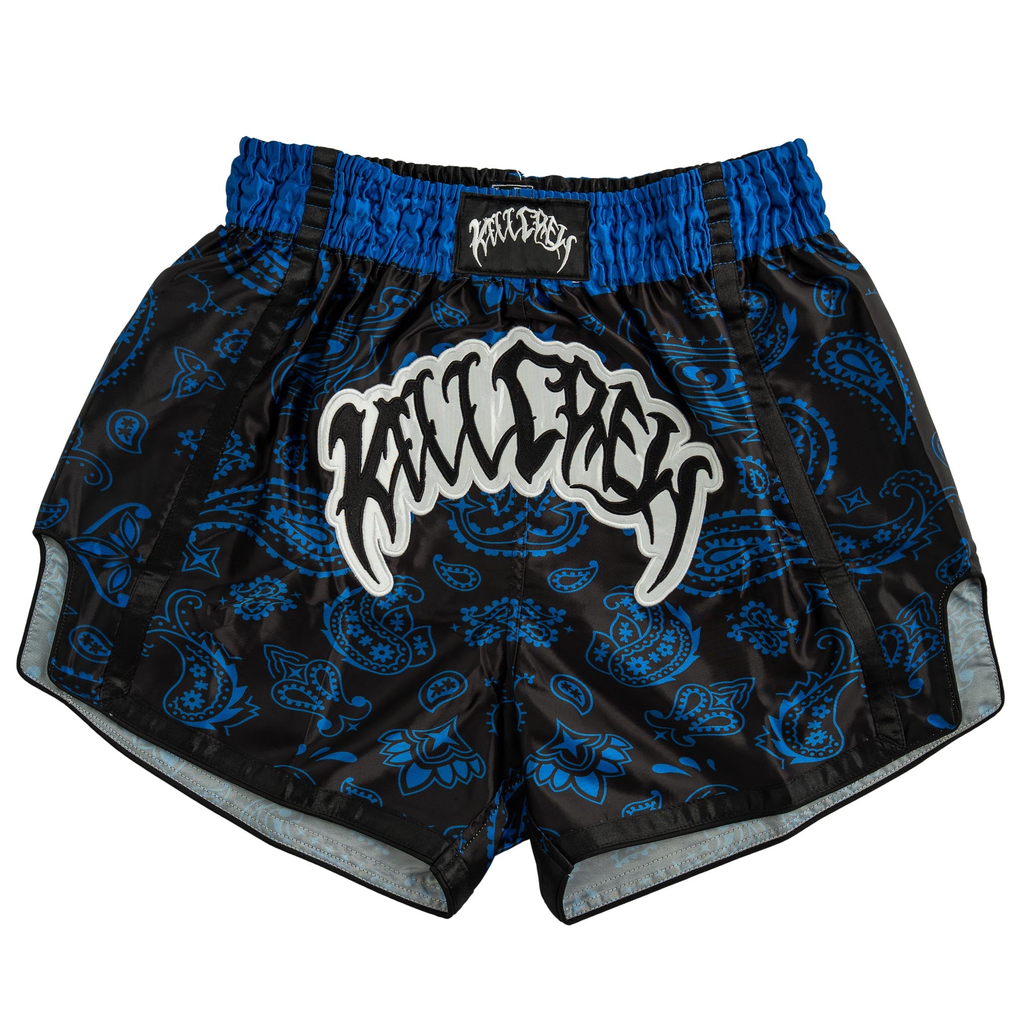 BANDANA FIGHT SHORTS - BLACK / BLUE – Kill Crew