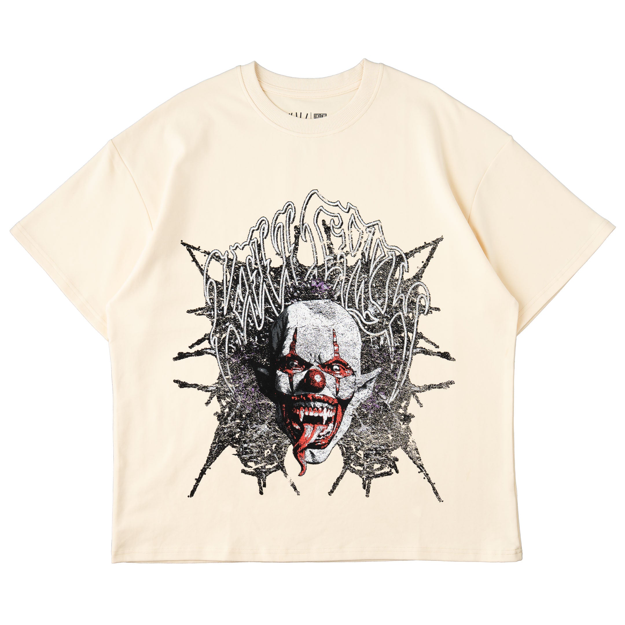 NATURAL COTTON PSYCHOTIC CLOWN T-SHIRT - CREAM