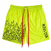 RELAXED CUT FLAME SHORTS - NEON YELLOW / BLACK