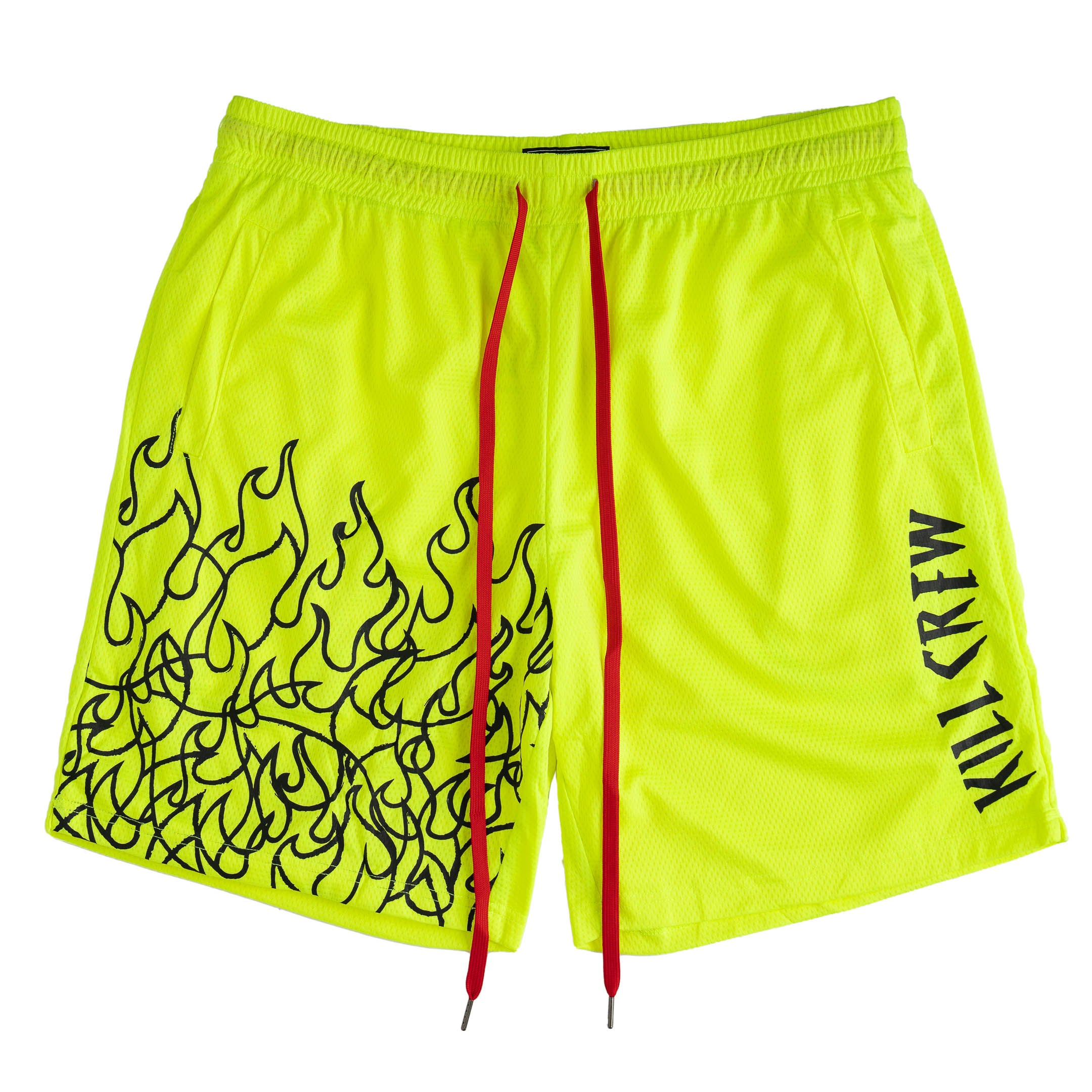 RELAXED CUT FLAME SHORTS - NEON YELLOW / BLACK