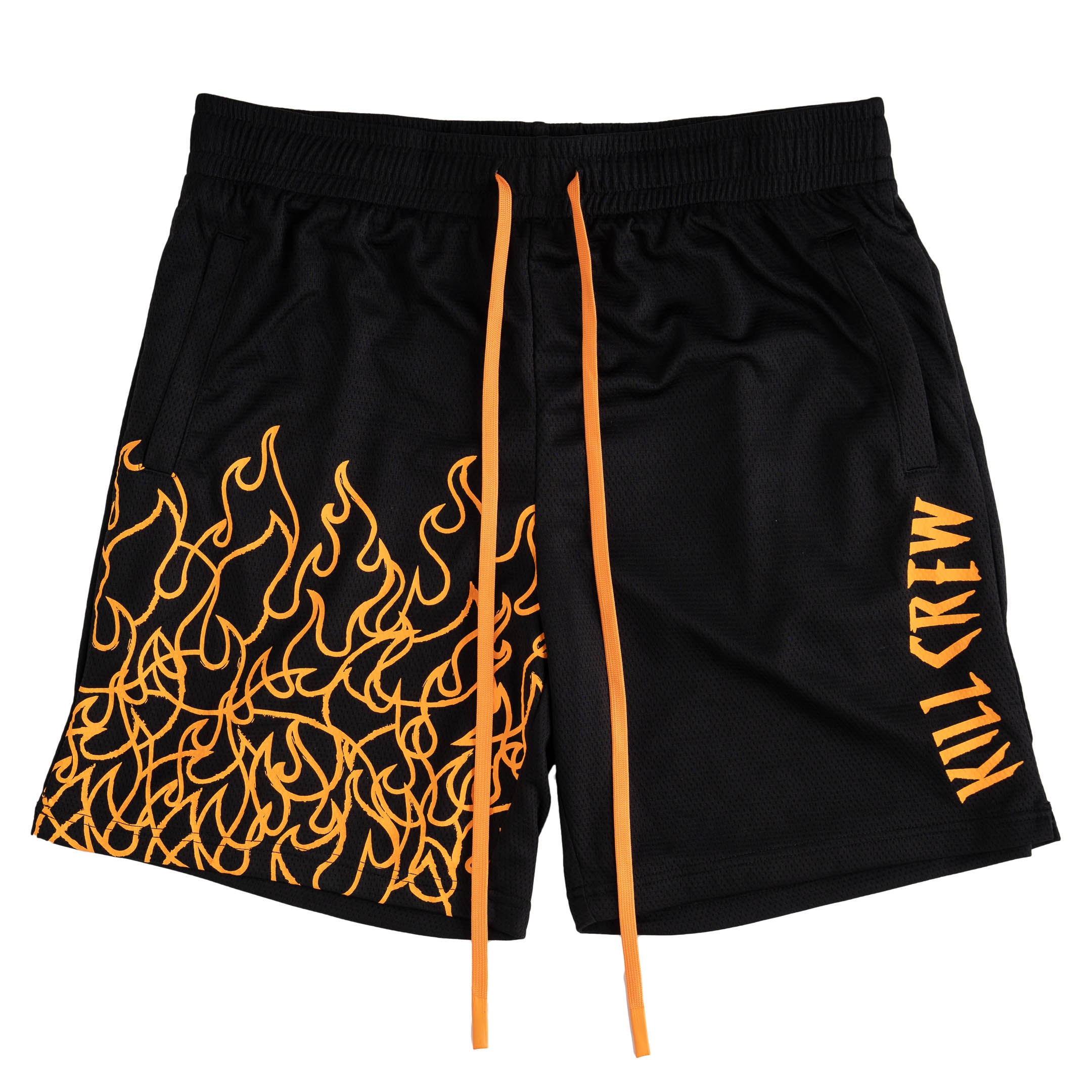 RELAXED CUT SHORTS FLAME - BLACK / ORANGE – Kill Crew