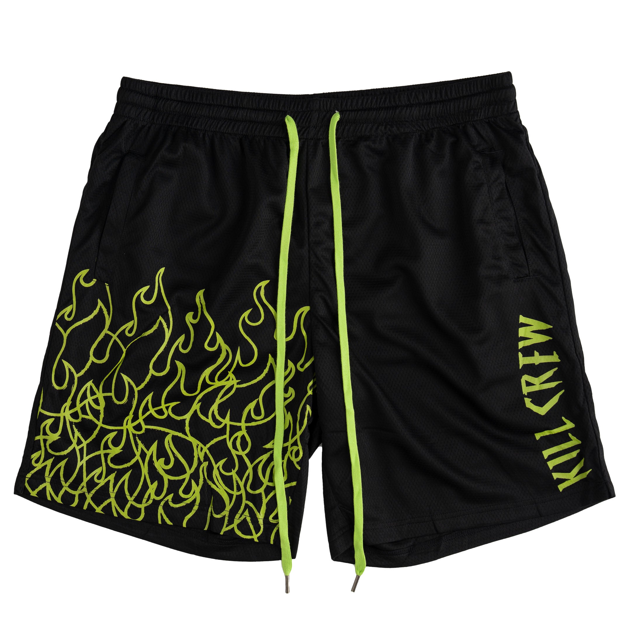 RELAXED CUT FLAME SHORTS - BLACK / GREEN
