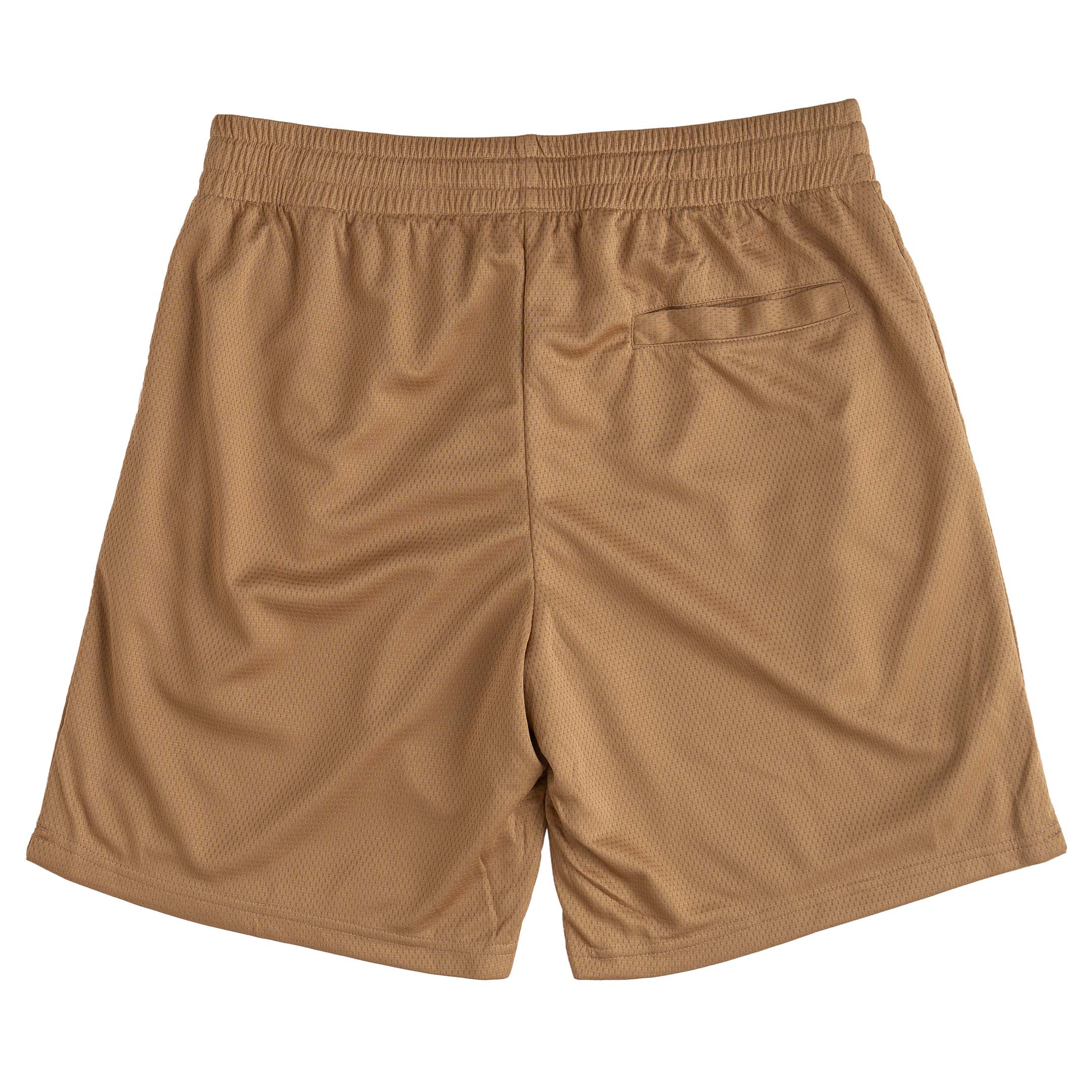 RELAXED CUT EMBROIDERED FLAG SHORTS - SAND