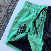 MUAY THAI SHORTS (MID THIGH CUT) 2 TONE - MINT / BLACK