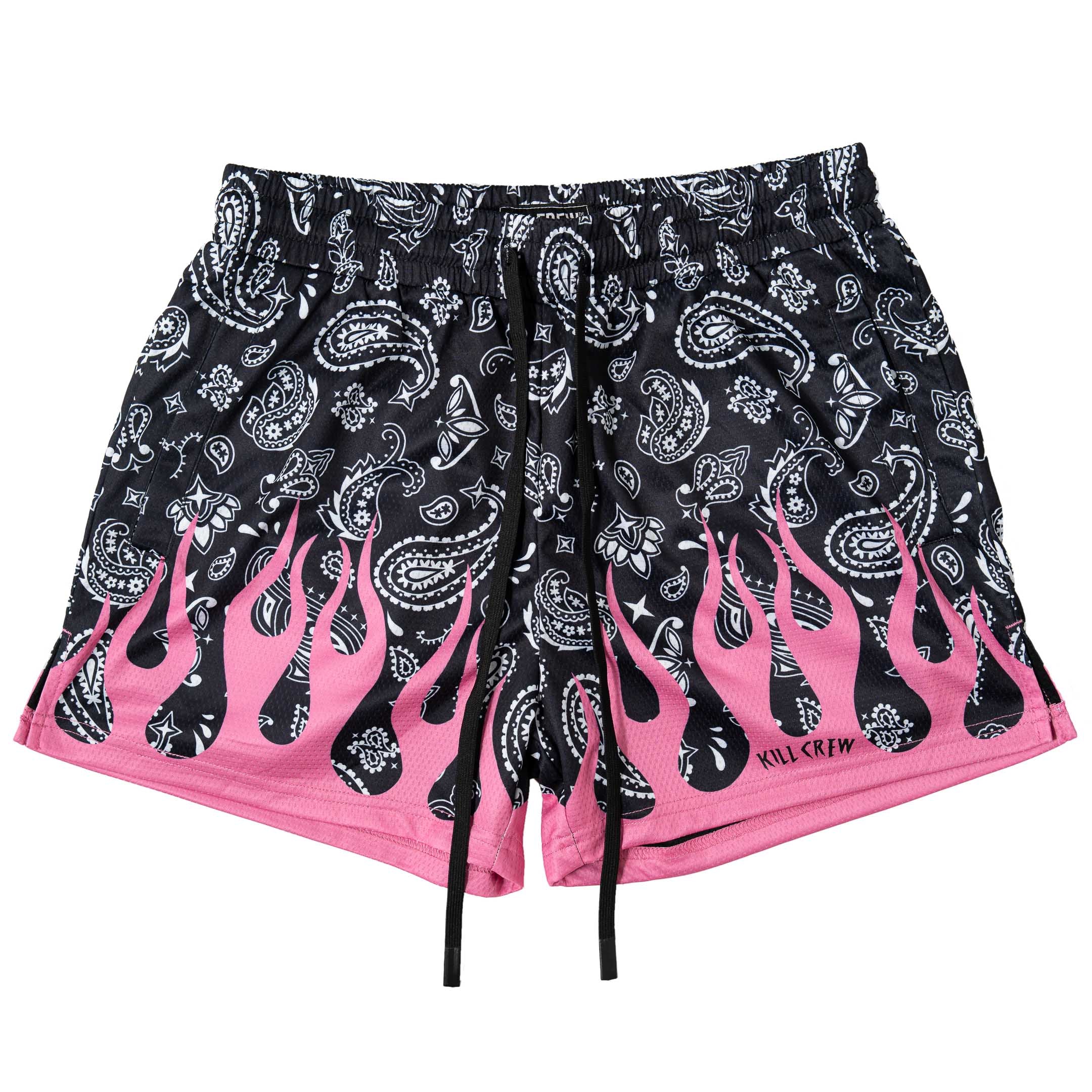 Paisley Bandana Orange Print Muay Thai Boxing Shorts