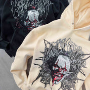 OVERSIZED LUX "PSYCHOTIC CLOWN" HOODIE - CREAM
