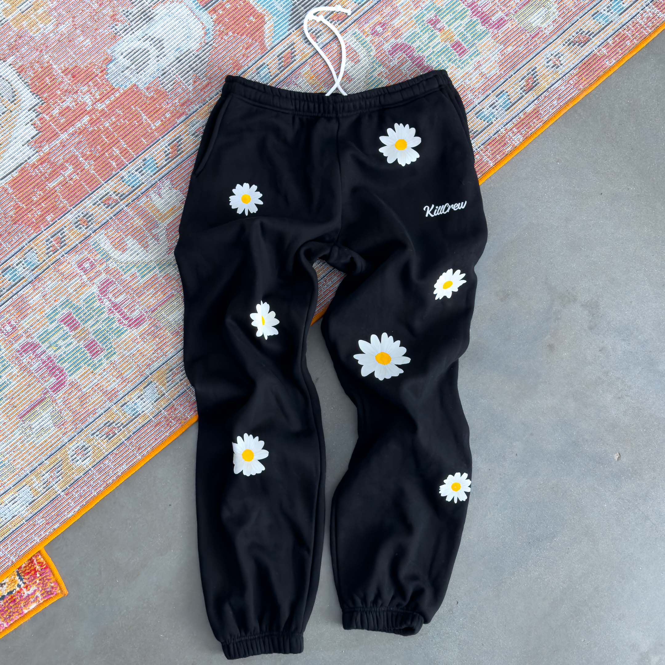 OVERSIZED LUX "DAISY" SWEATPANTS - BLACK