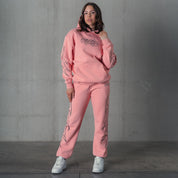 OVERSIZED LUX "TRIBAL" HOODIE - PINK / BLACK