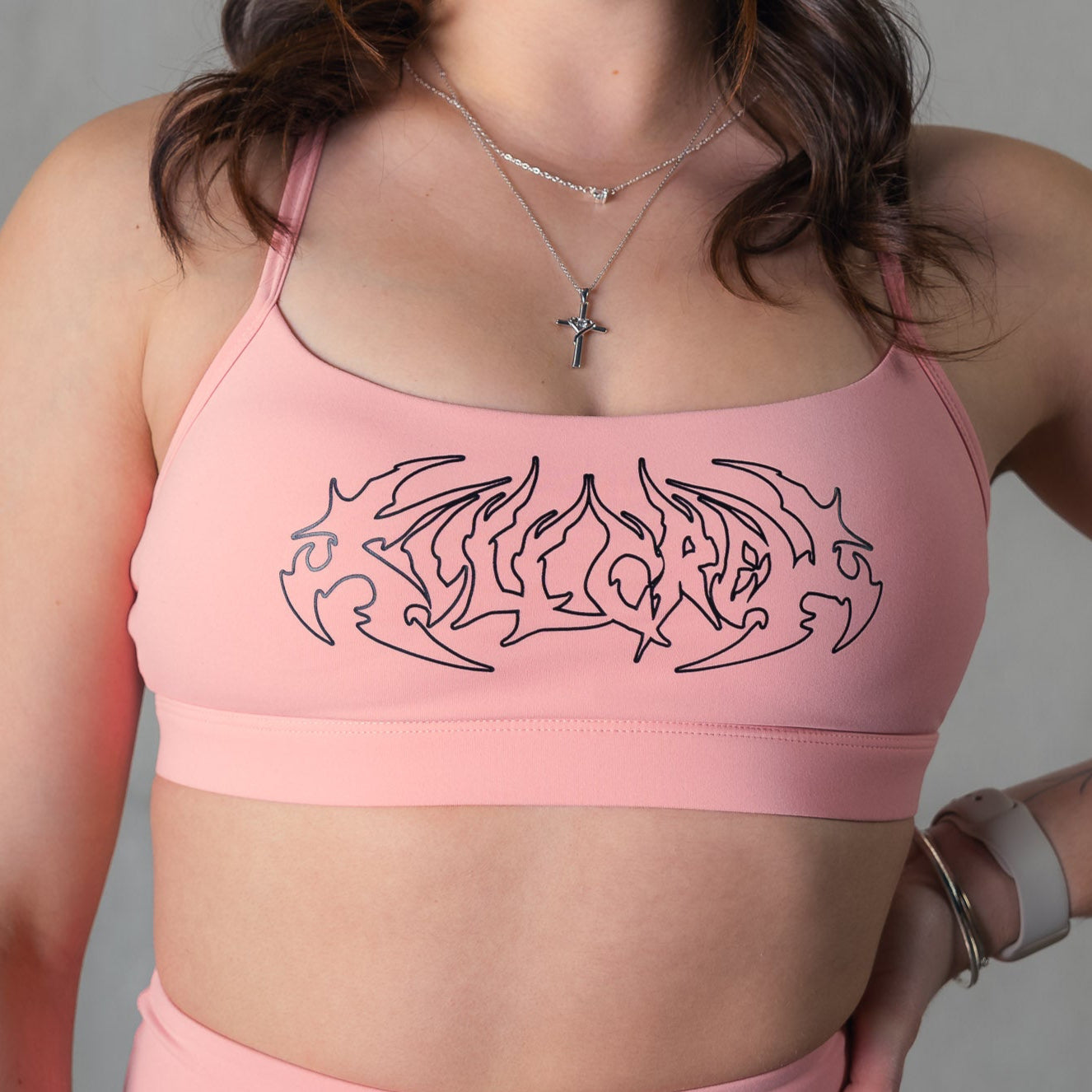 CLASSIC SPORTS BRA TRIBAL - PEACH / BLACK