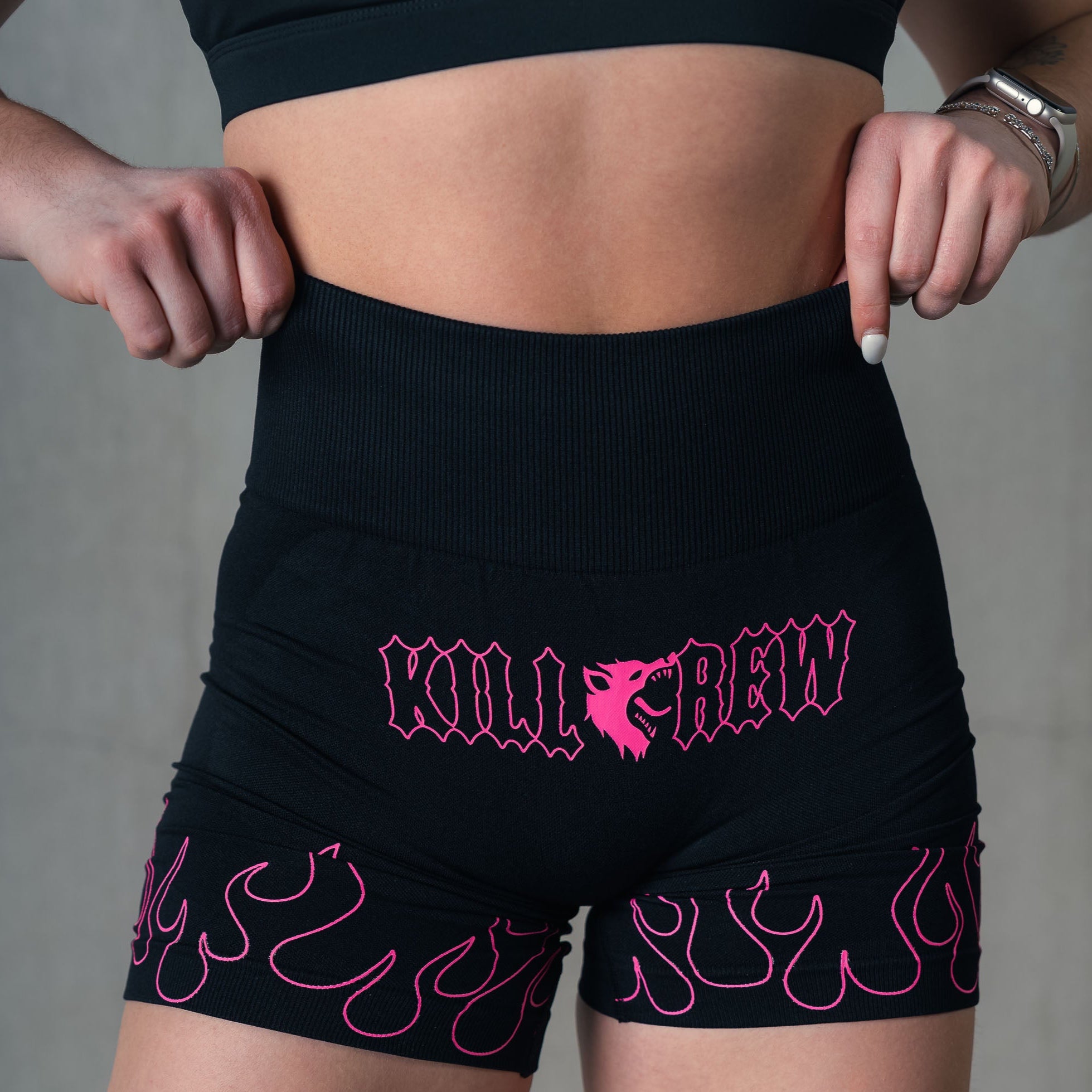 pink black biker shorts
