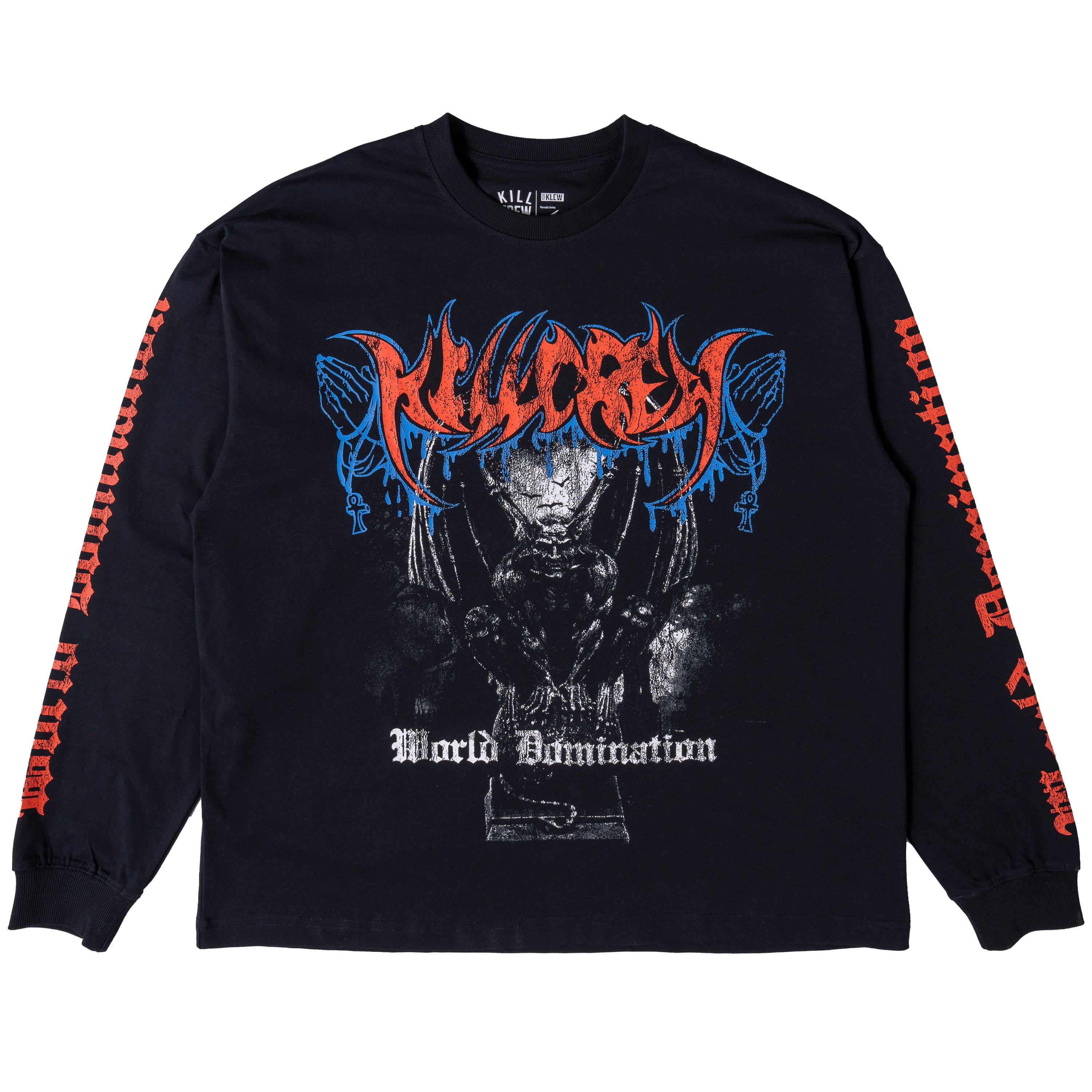 WORLD DOMINATION LONG SLEEVE T-SHIRT - BLACK – Kill Crew