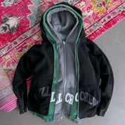 OVERSIZED LUX KILL CREW ZIP UP - GREEN / WHITE