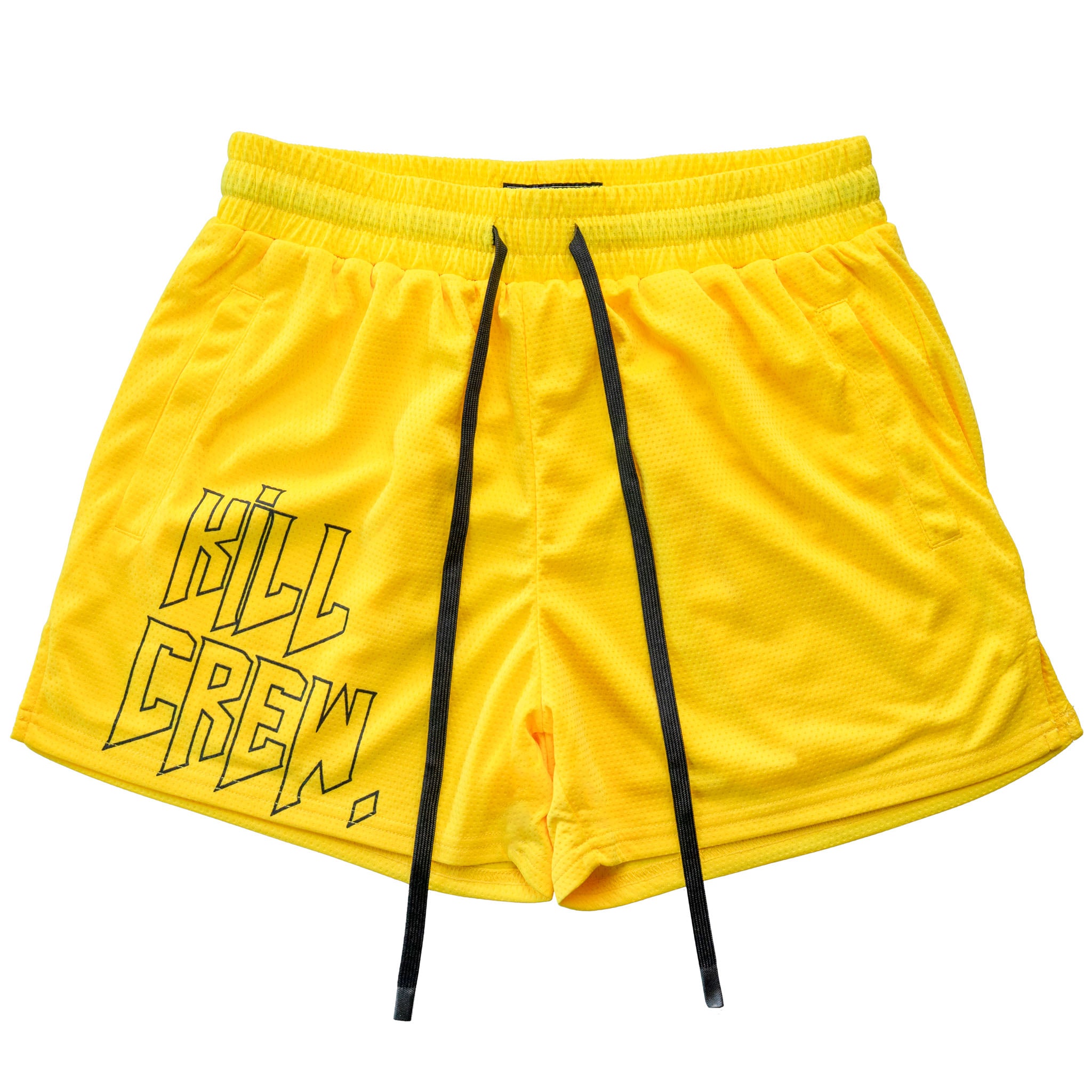 MUAY THAI SHORTS (MID THIGH CUT) - HIGHLIGHTER YELLOW – Kill Crew