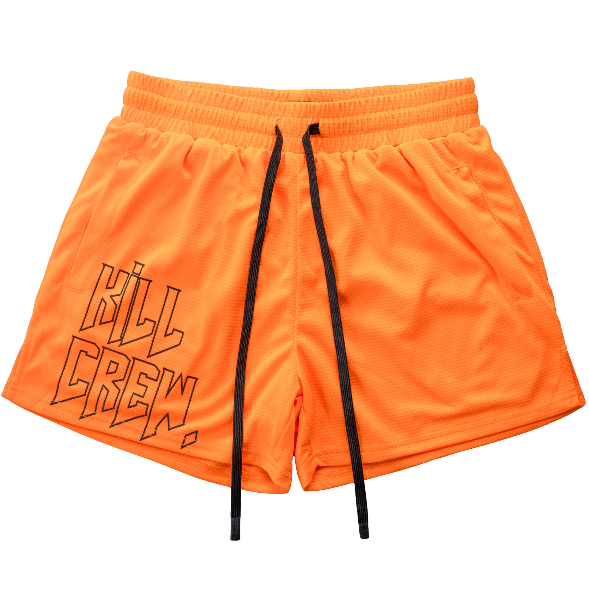 MUAY THAI SHORTS (MID THIGH CUT) - HIGHLIGHTER ORANGE – Kill Crew