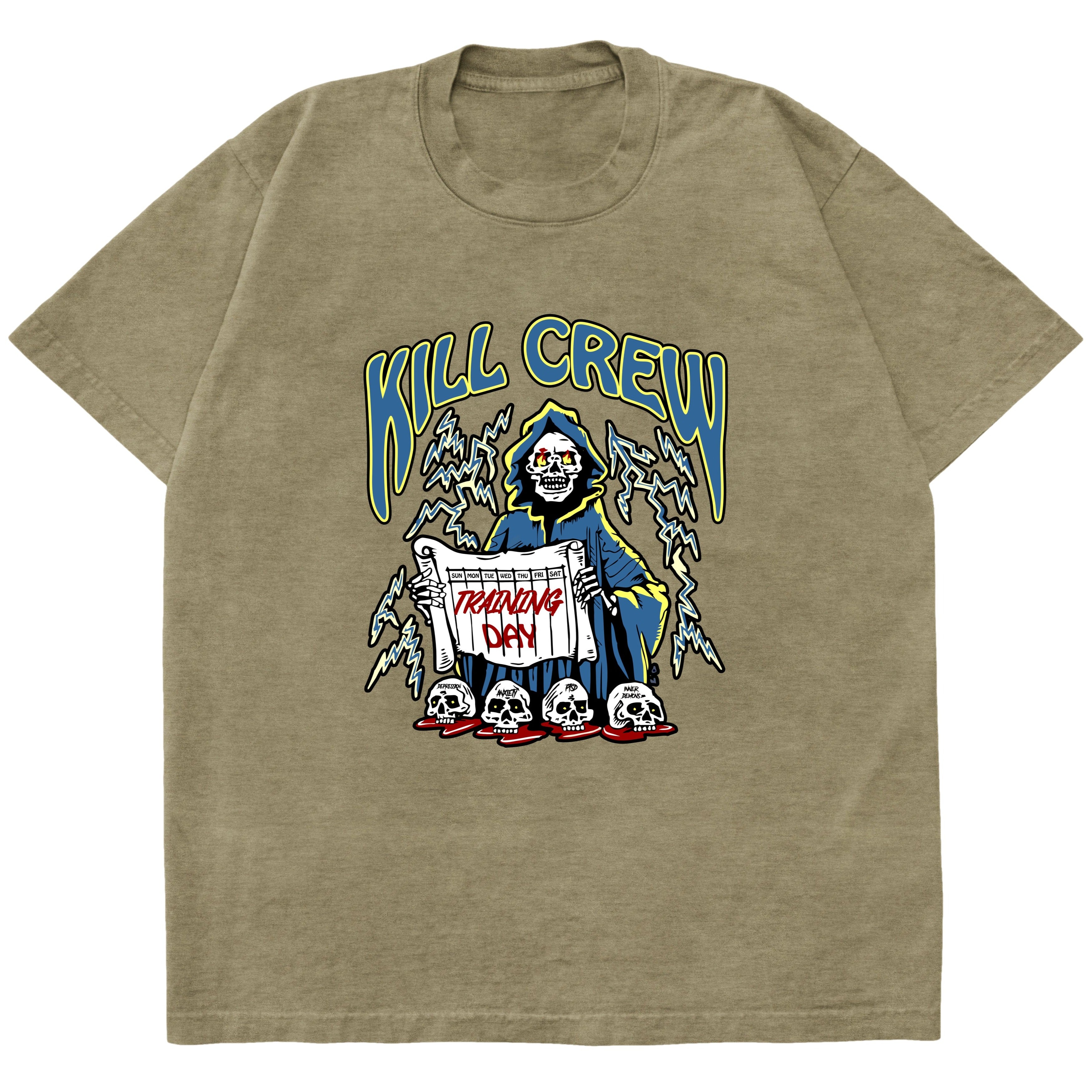 OVERSIZED TRAINING DAY T-SHIRT OLIVE – Kill Crew