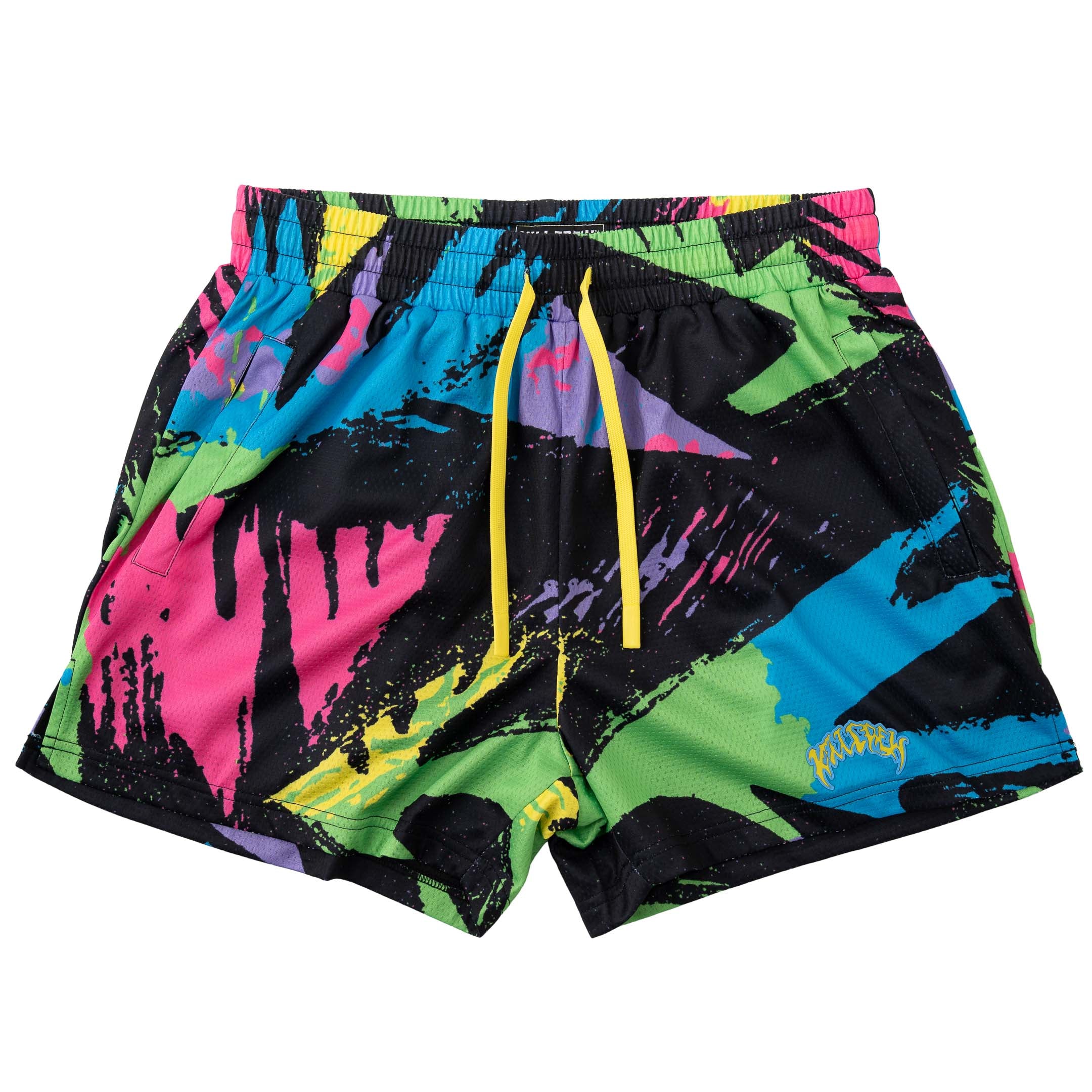 MUAY THAI SHORTS (MID THIGH CUT) RETRO - 80s NEON