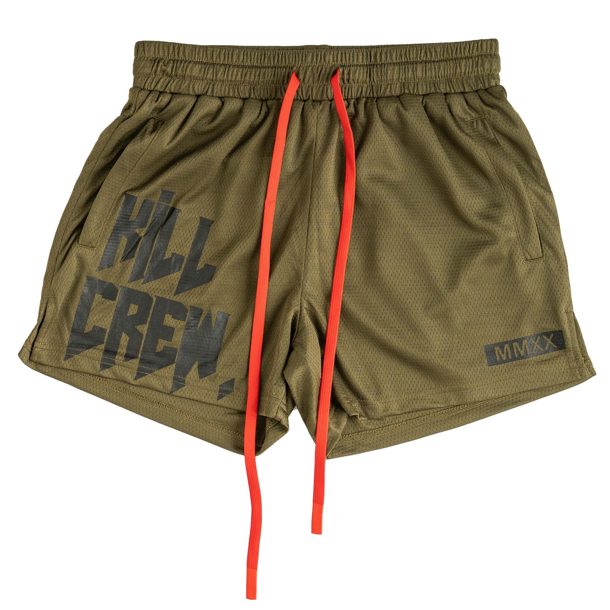 MUAY THAI SHORTS (MID THIGH CUT) v2 OLIVE – Kill Crew