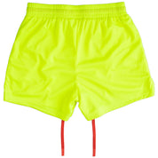 MUAY THAI FLAME SHORTS (MID THIGH CUT) - NEON YELLOW / BLACK