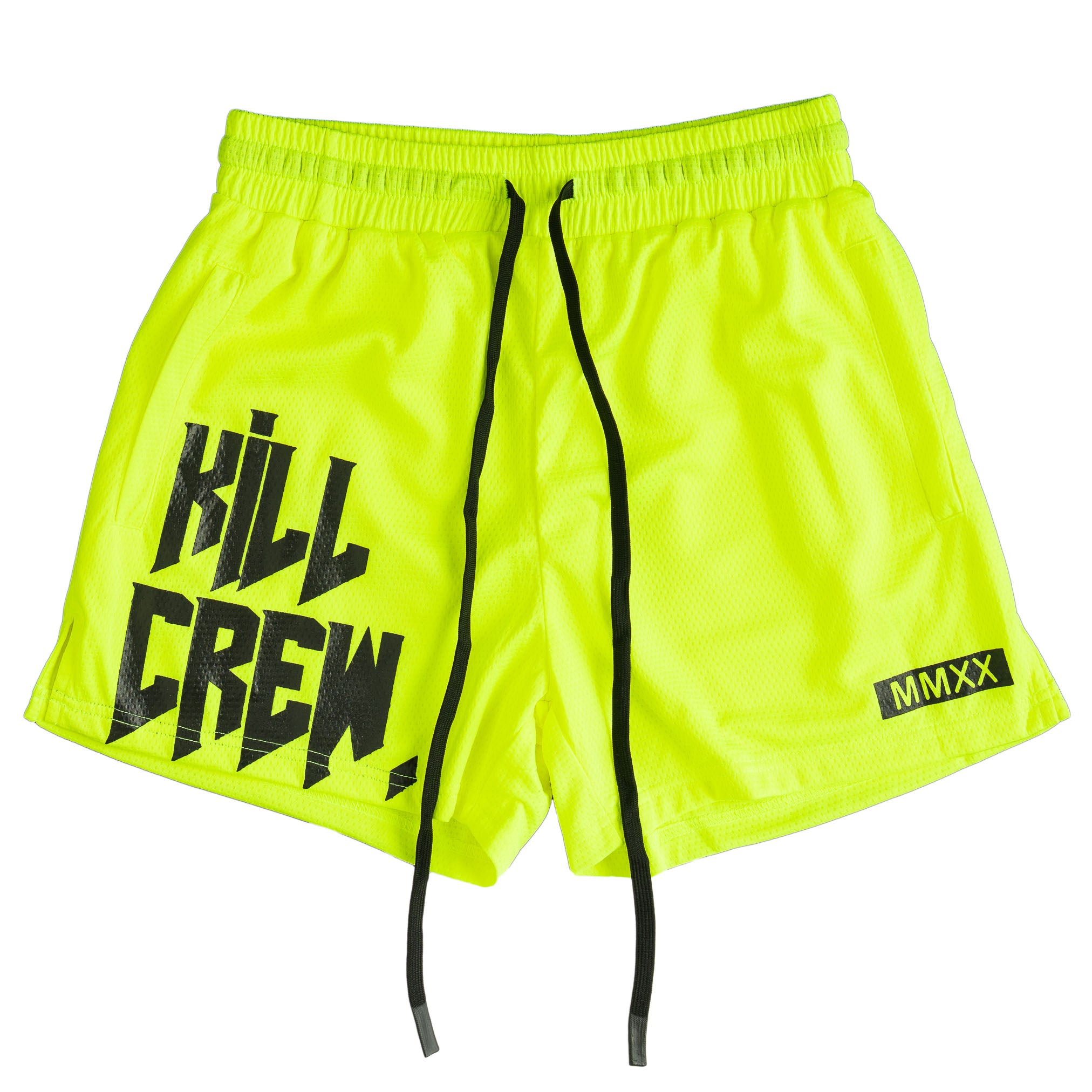 MUAY THAI SHORTS (MID THIGH CUT) - NEON YELLOW – Kill Crew